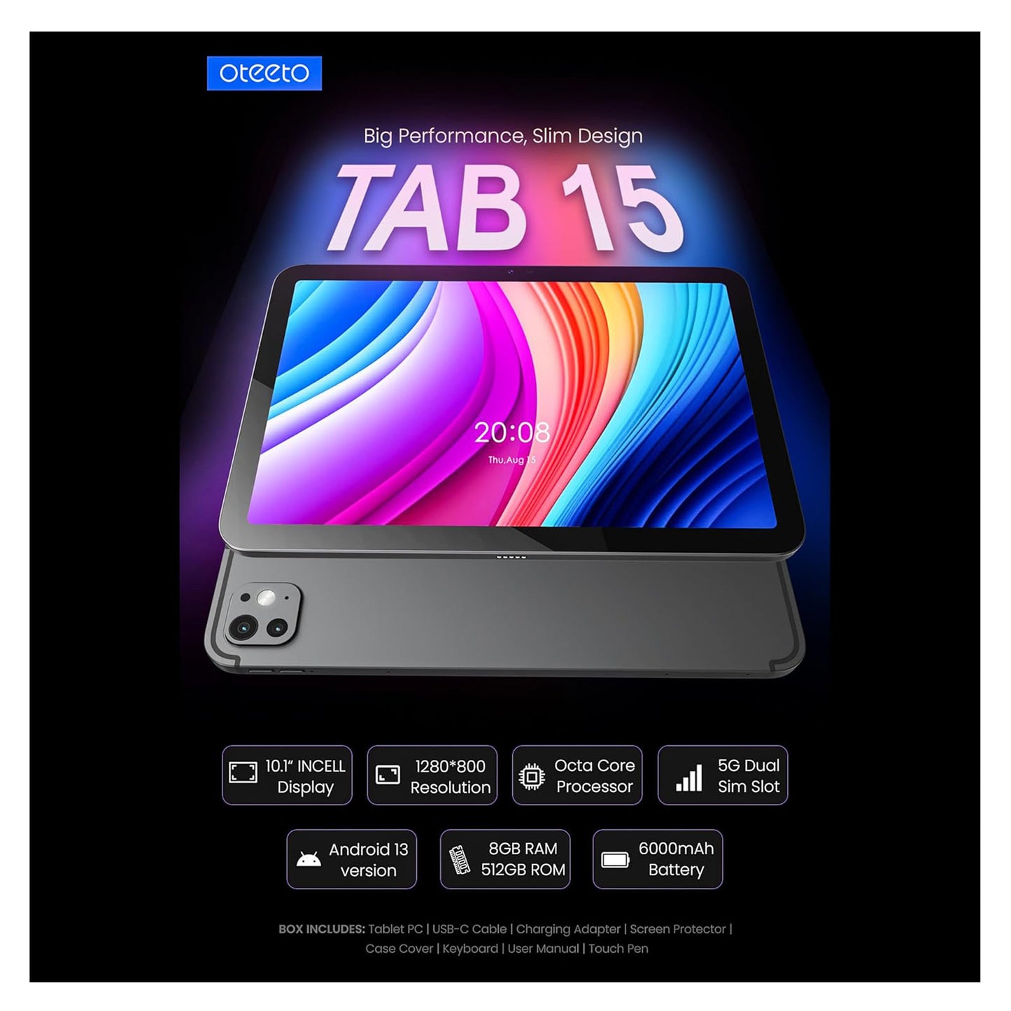 OTEETO Tab 15 - 5G (8GB RAM + 512GB ROM) 10.1 inch - SIM SUPPORTED