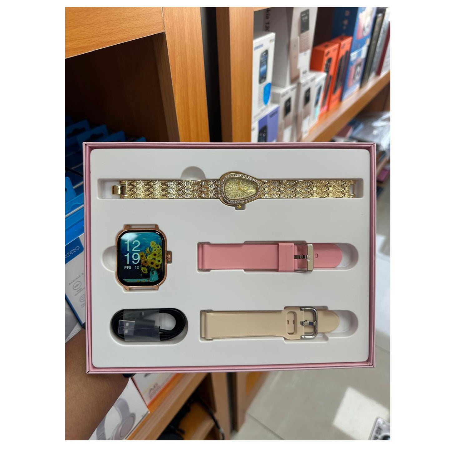 Smartbarry A58 Mate Smartwatch – 2.02" HD Display, Bluetooth Calling, Diamond Jewelry Gift Set, Dual Straps