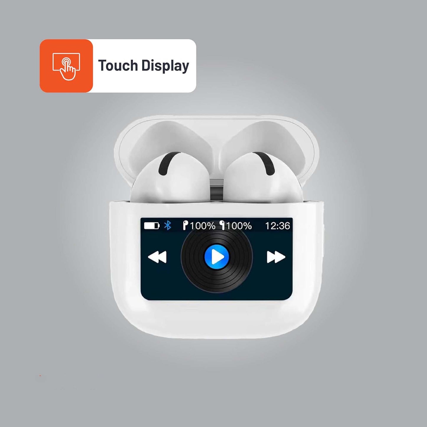 MODIO DL02 Bluetooth Earbuds, LED Power Display, Bass Stereo, in-Ear Noise Cancelling Mic