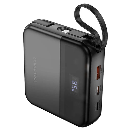 BOROFONE BJ64 Distinct 10000mAh Power Bank – 22.5W Super Fast Charging + PD 20W | Built-in Type-C & Lightning Cables