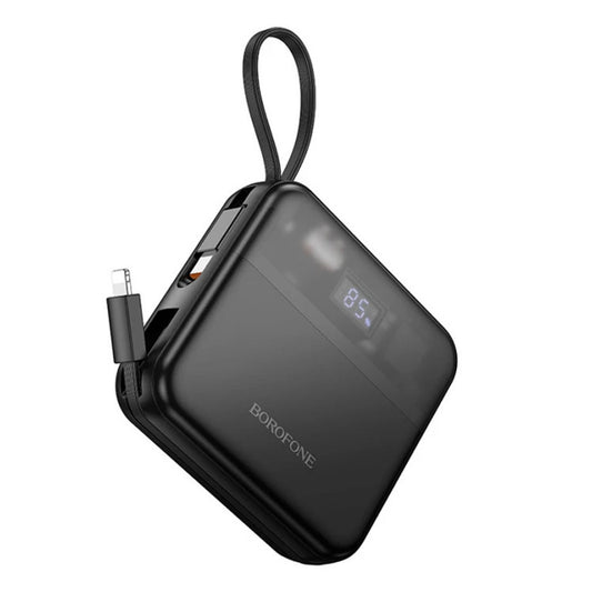BOROFONE BJ64 Distinct 10000mAh Power Bank – 22.5W Super Fast Charging + PD 20W | Built-in Type-C & Lightning Cables