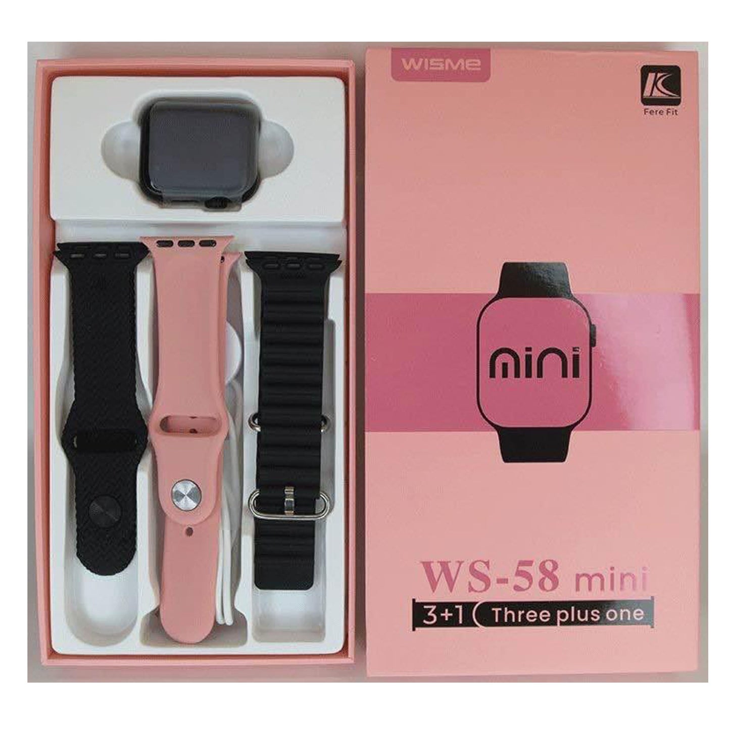 Wisme WS 58 Mini Smartwatch – Bluetooth Calling, HD Display, 3 Straps, Fitness Tracker, Waterproof – Compatible with Android & iOS